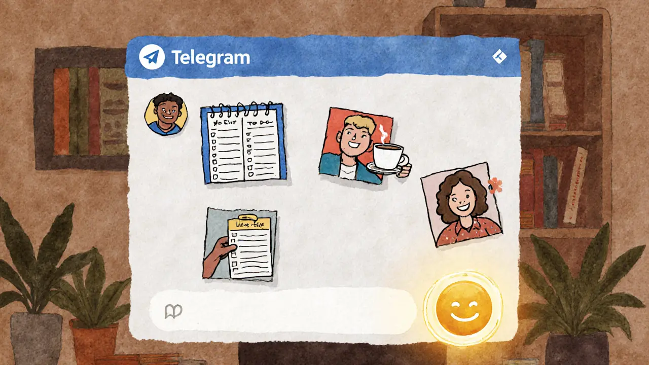 Чат в Telegram с участниками, показывающими выполненные задания, и всплывающей кнопкой &#039;Покупка&#039;.