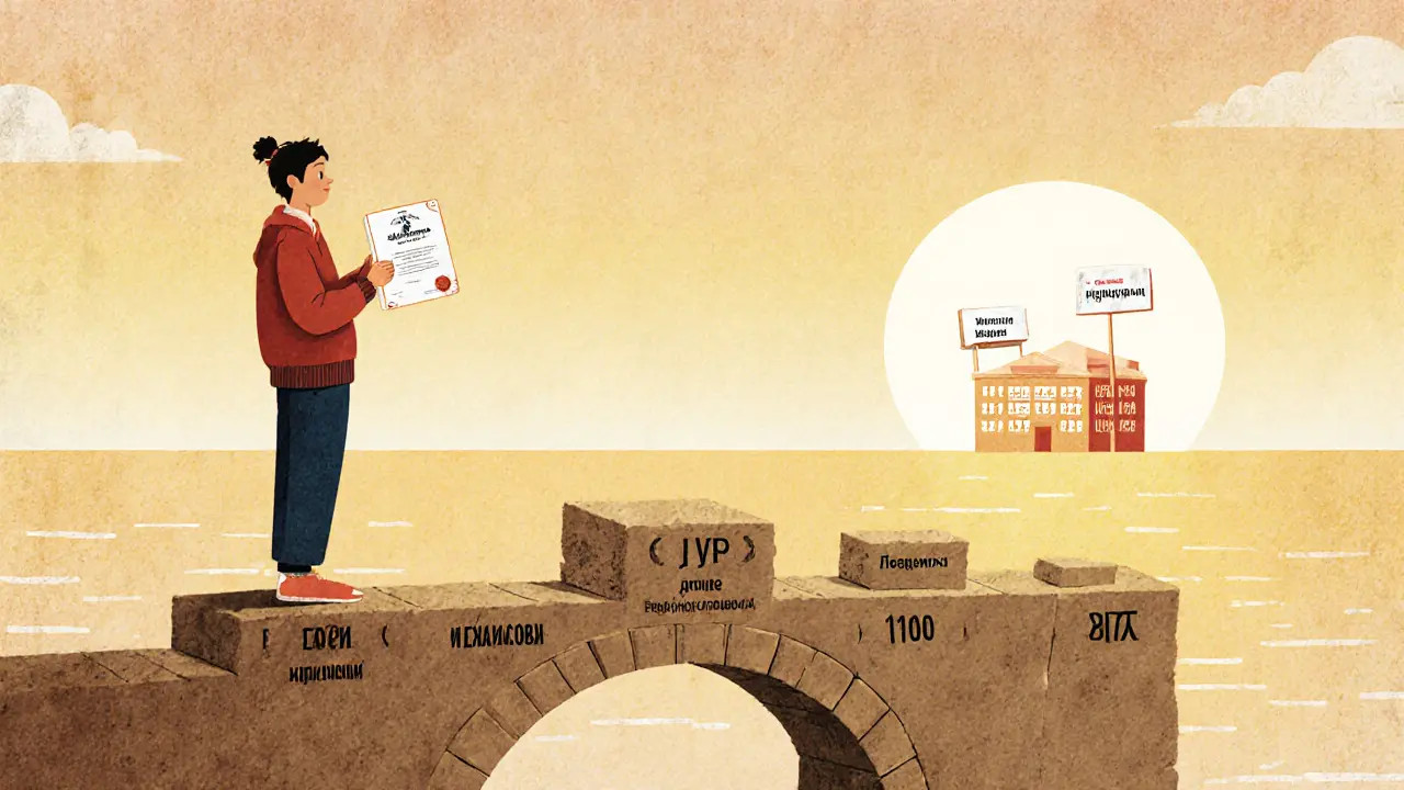 Ученик получает сертификат, шагая по ступеням успеха от первого урока к сотне учеников.