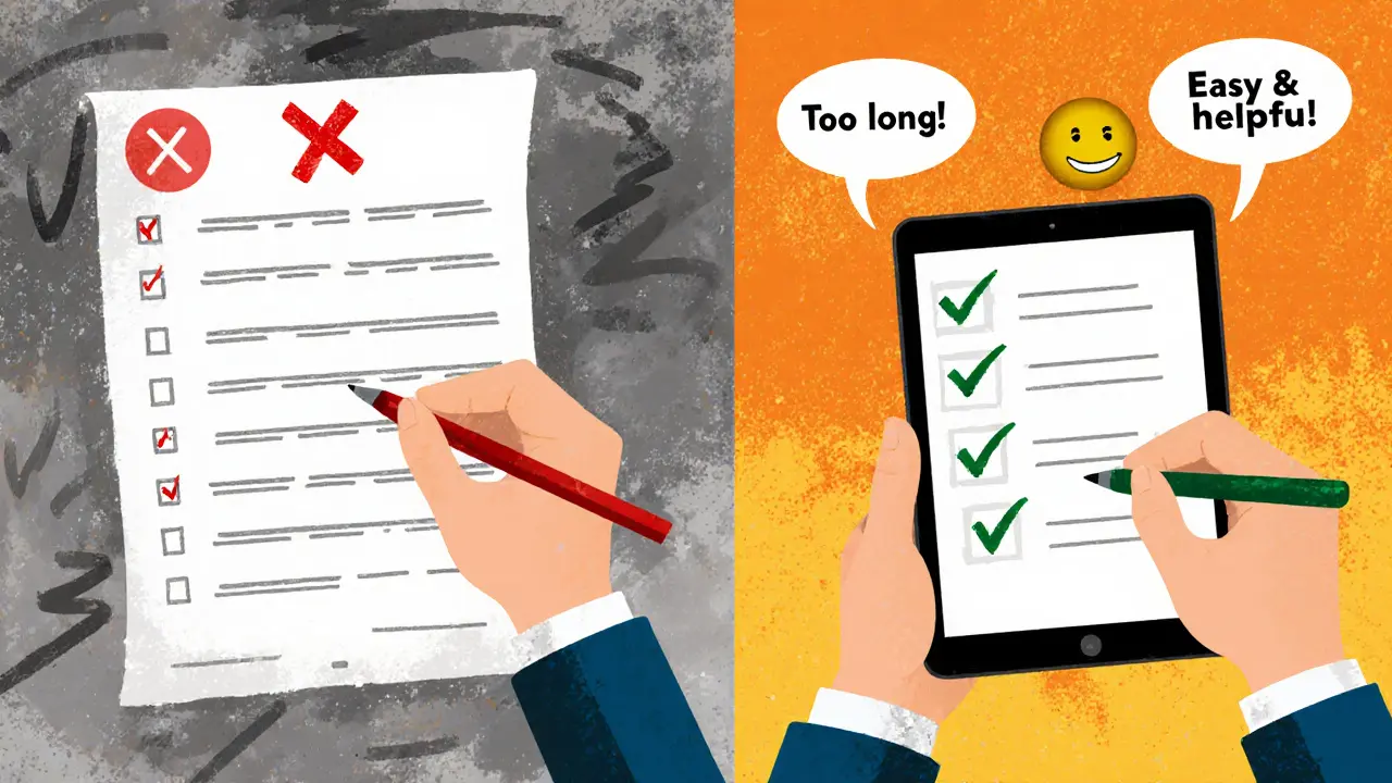 Сравнение: сложный опрос с крестом и простой опрос с галочками, разные эмоции студентов.