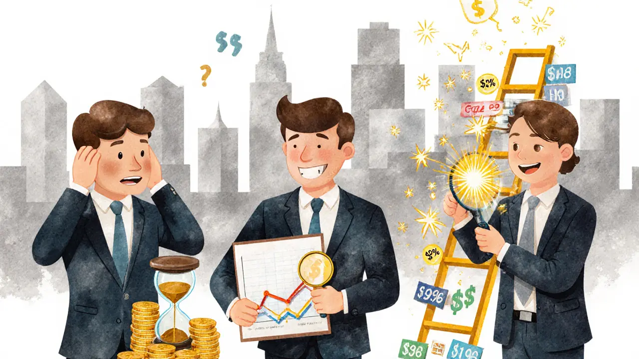 Три консультанта: один считает часы, второй сравнивает цены, третий анализирует прибыль клиента.