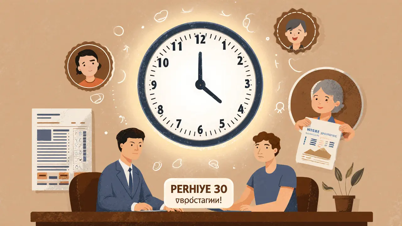 Таймер на 120 дней над столом, три покупателя на разных этапах, получают бонусы и продвигаются по лестнице.