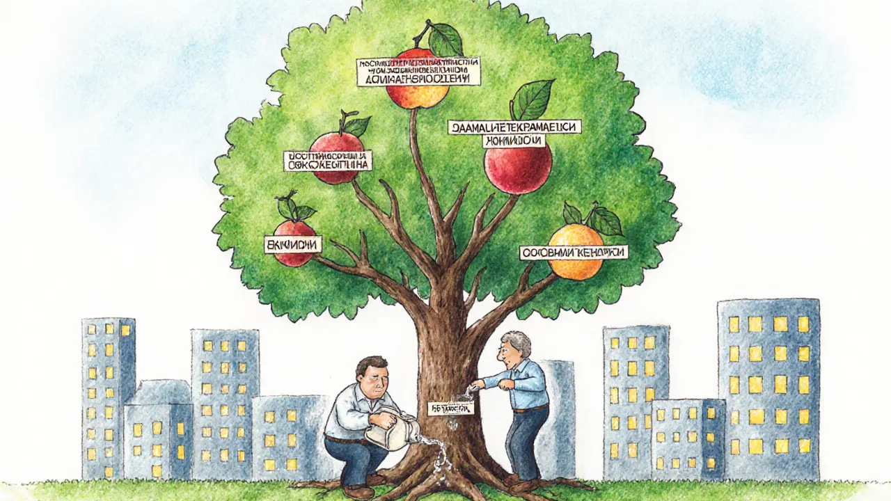 Дерево с шестью принципами андрагогики, из которого растут результаты обучения.