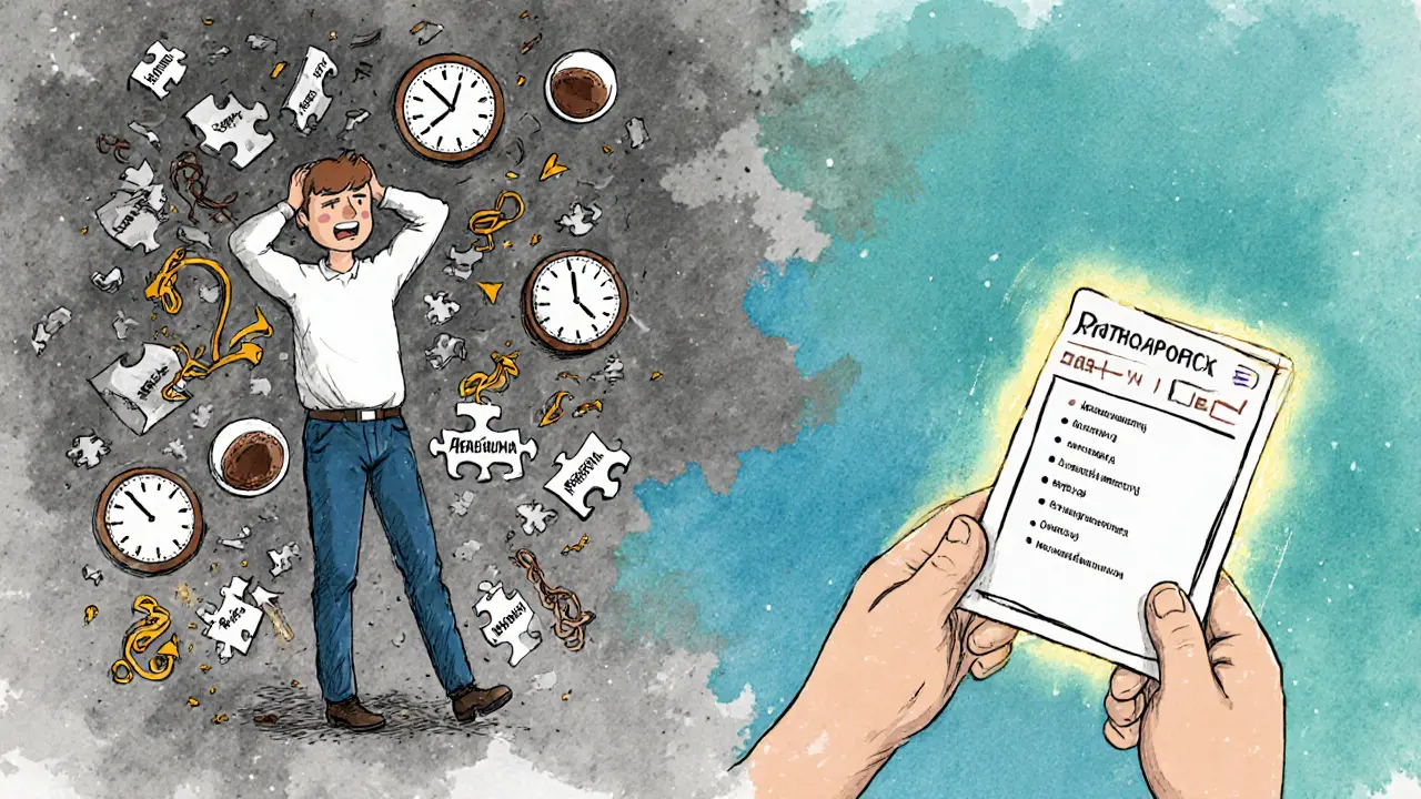 Сравнение хаоса и порядка: один человек в стрессе против спокойного управления по техкарте.