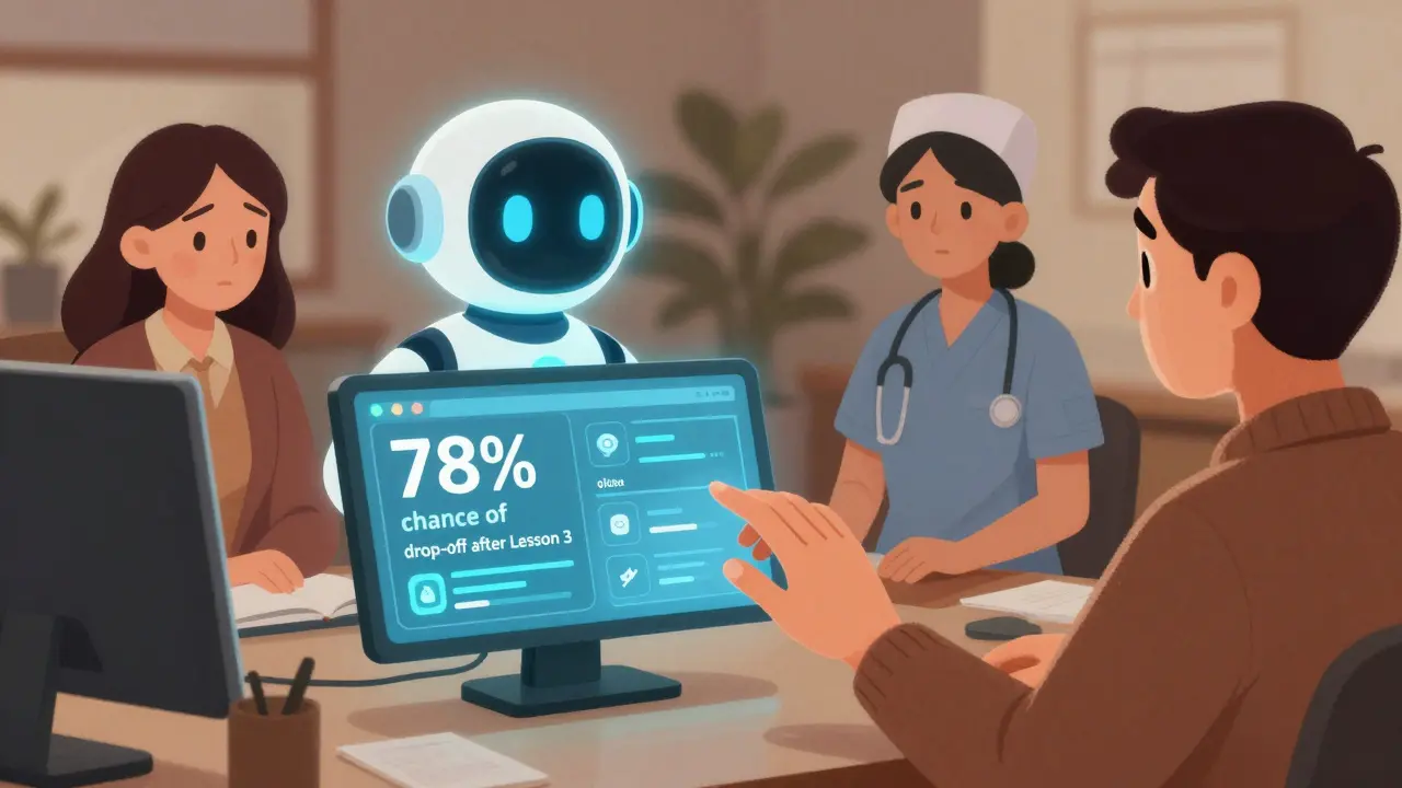 ИИ показывает предсказание оттока, а человек обращается к реальным клиентам — учительнице, маме-фрилансеру, медсестре.