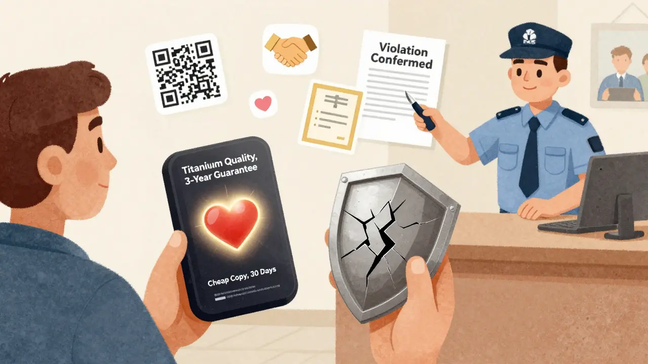 Потребитель сравнивает качественный продукт с дешёвой подделкой, а сотрудник ФАС подтверждает нарушение.