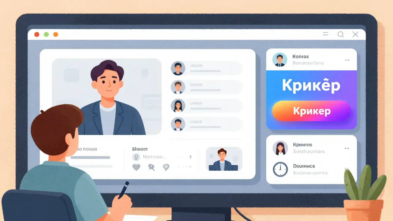 Интерфейс вебинара: спикер слева, слайды справа, яркая кнопка «Купить» и чат с именами зрителей.