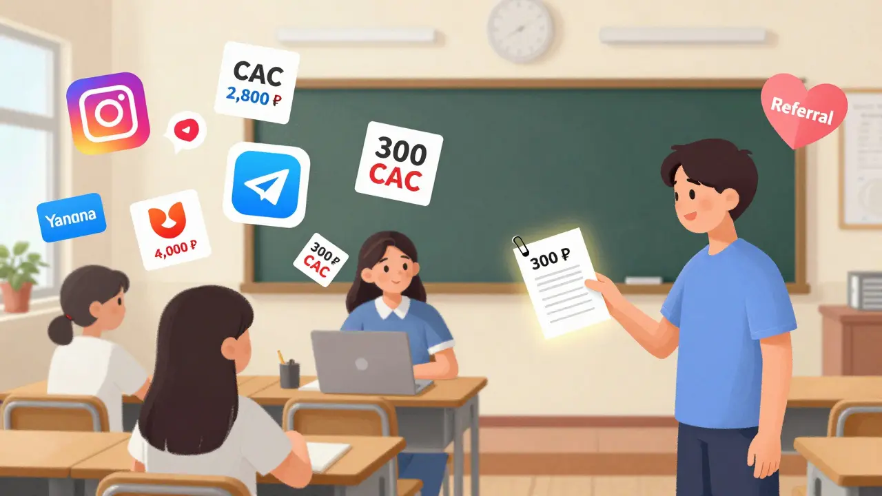 Сравнение дорогой рекламы и дешёвой рекомендации: один студент приводит другого с лёгкостью.