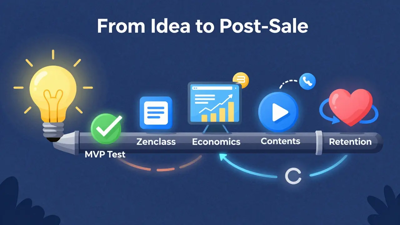 Цикл от идеи до удержания ученика с элементами ИИ, геймификации и микроквалификаций.