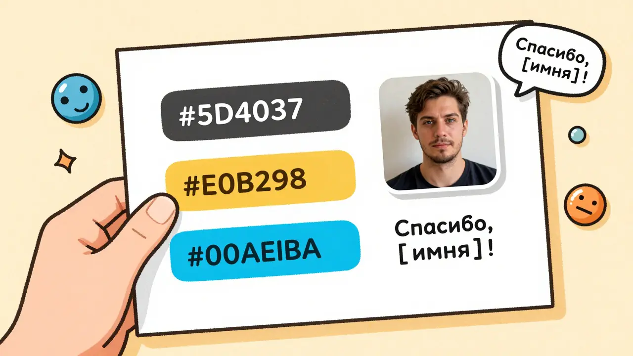 Рукописный гайд по визуальному стилю с цветами, шрифтами и форматом изображений на листе А4.