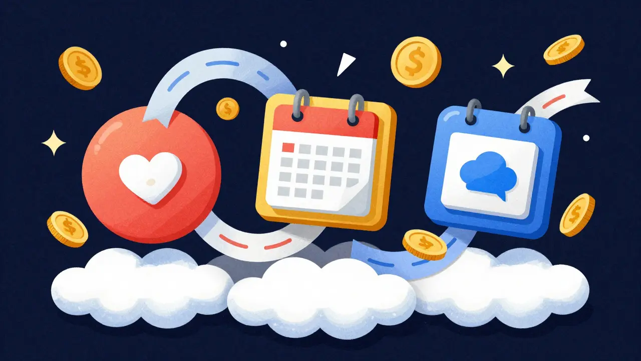 Сравнение платежных систем в виде цветных порталов для подписок