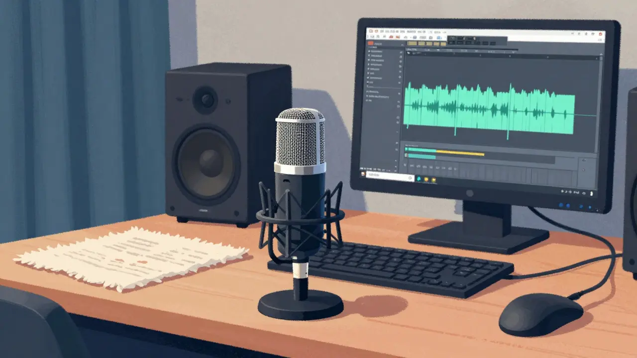 Домашняя студия записи с USB-микрофоном и программой для монтажа звука