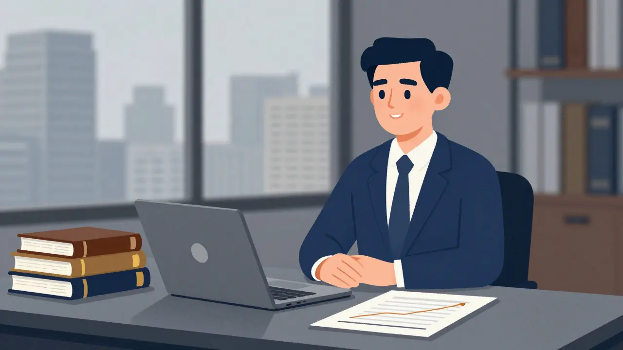 Рабочее пространство профессионала с книгами и графиками, создающее образ экспертности