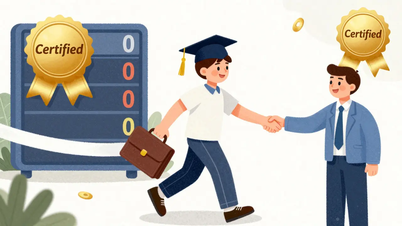 Счастливый выпускник стажировки получает предложение о работе