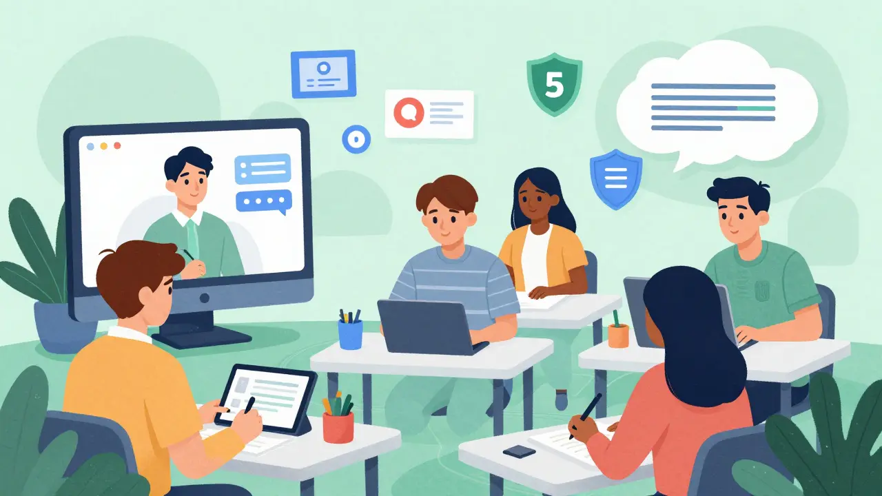 Студенты учатся на интерактивной онлайн-платформе
