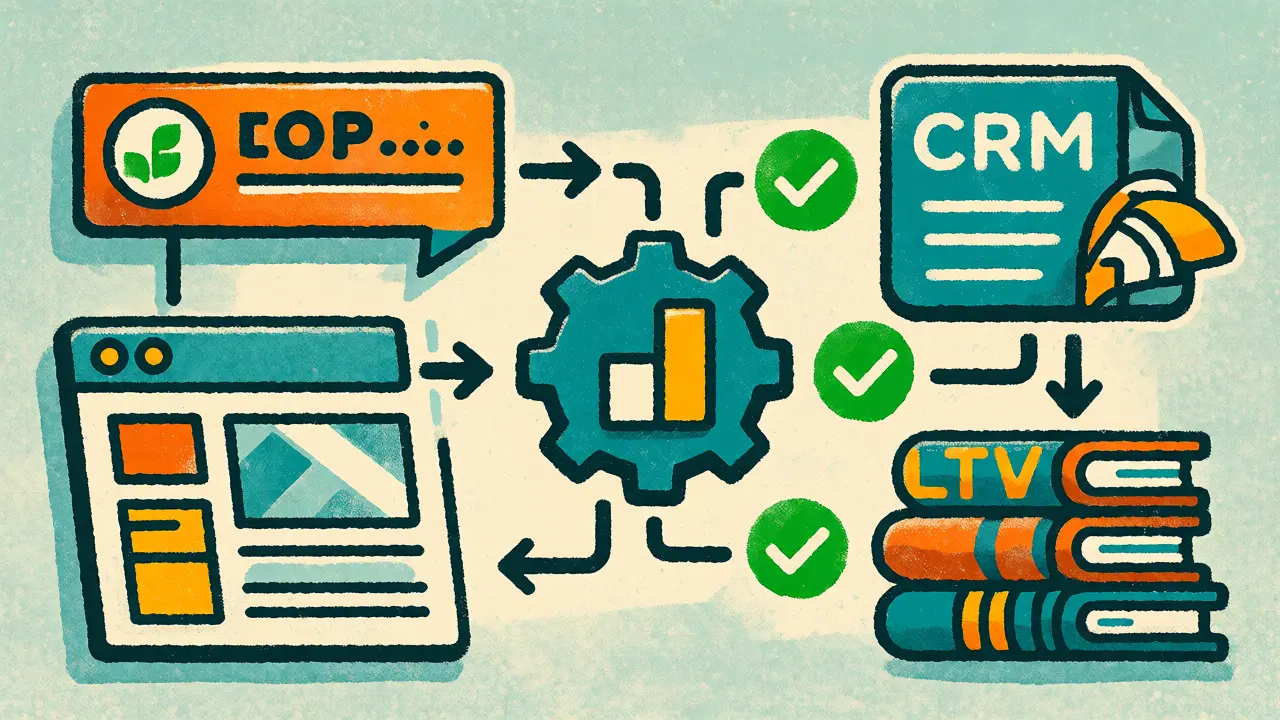 Схема интеграции рекламы, аналитики и CRM для школы